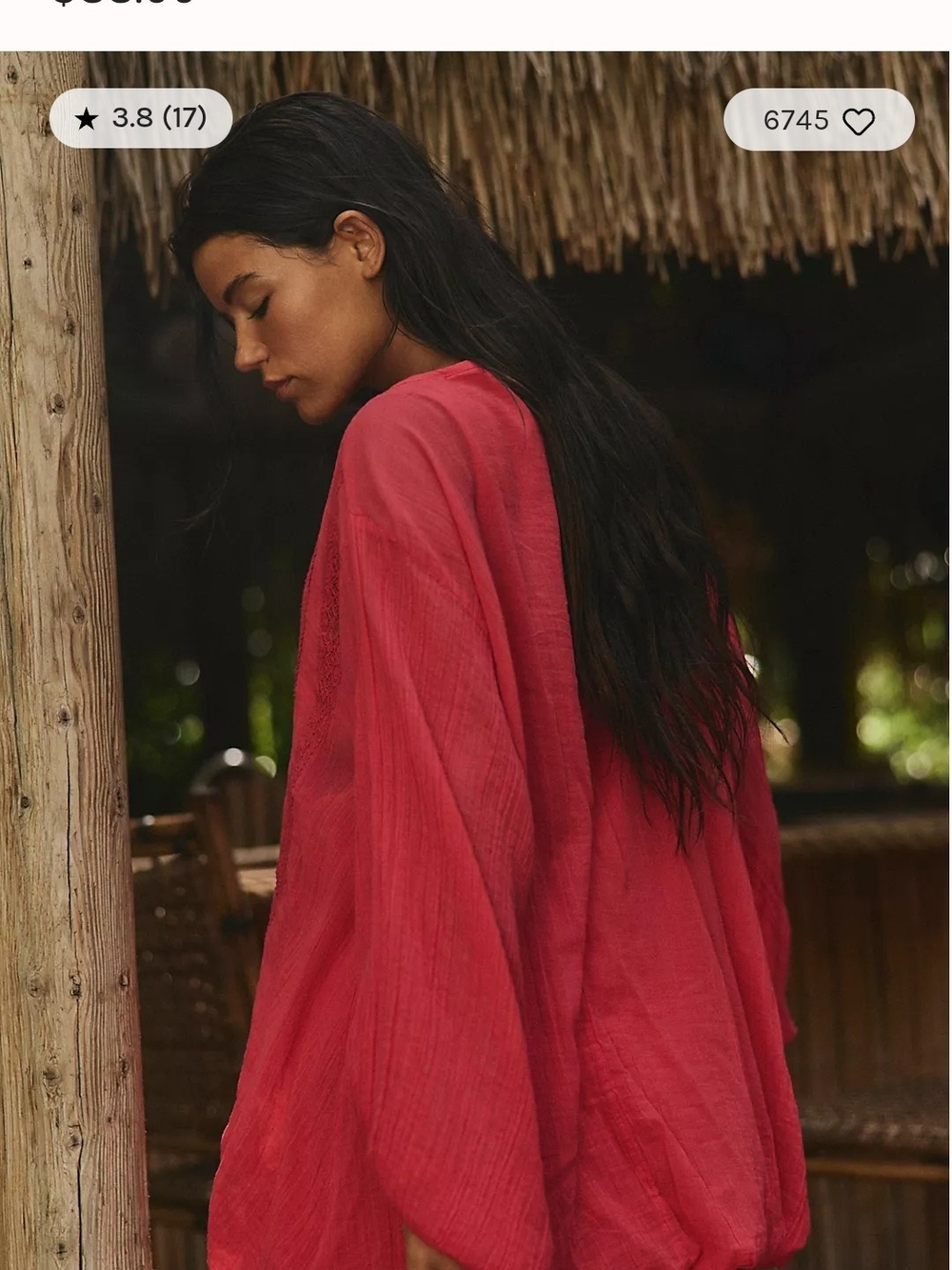 BRAND NEW WITH TAGS** Free People Red Flowing Swim Cover-Up Kimono